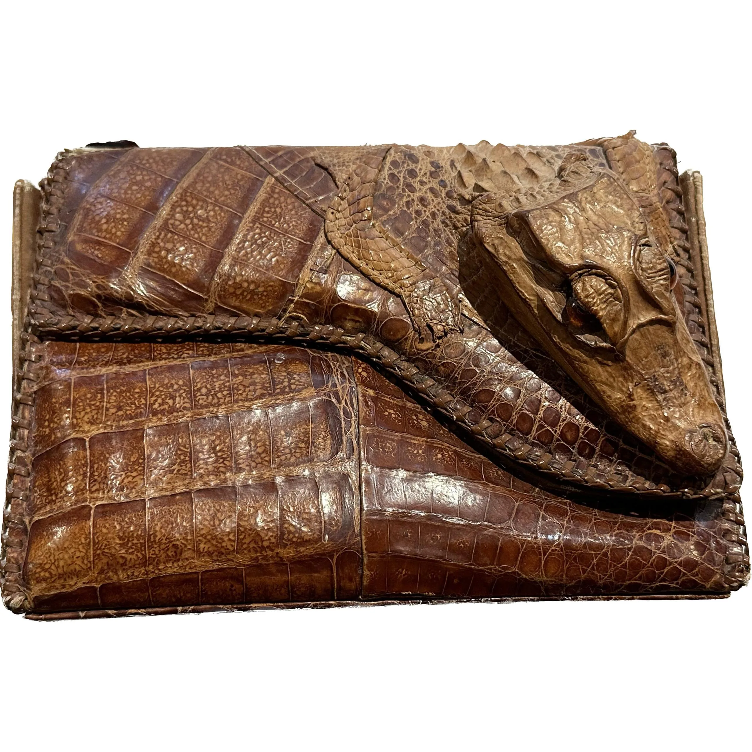 EL10-1) Genuine vintage Caiman crocodile Leather Clutch Handbag SKIN Hide  PURSE | eBay