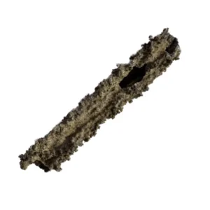 dark gray fulgurite from algeria, open glass lighting strike tube