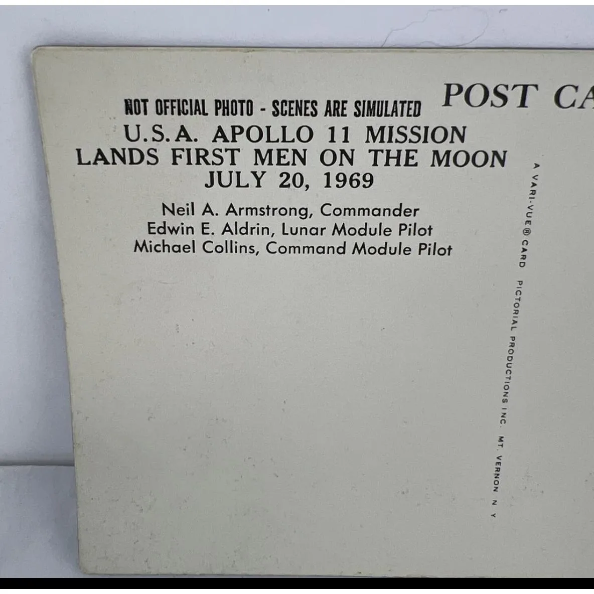Apollo 11 Hologram Postcard Vintage Prehistoric Online