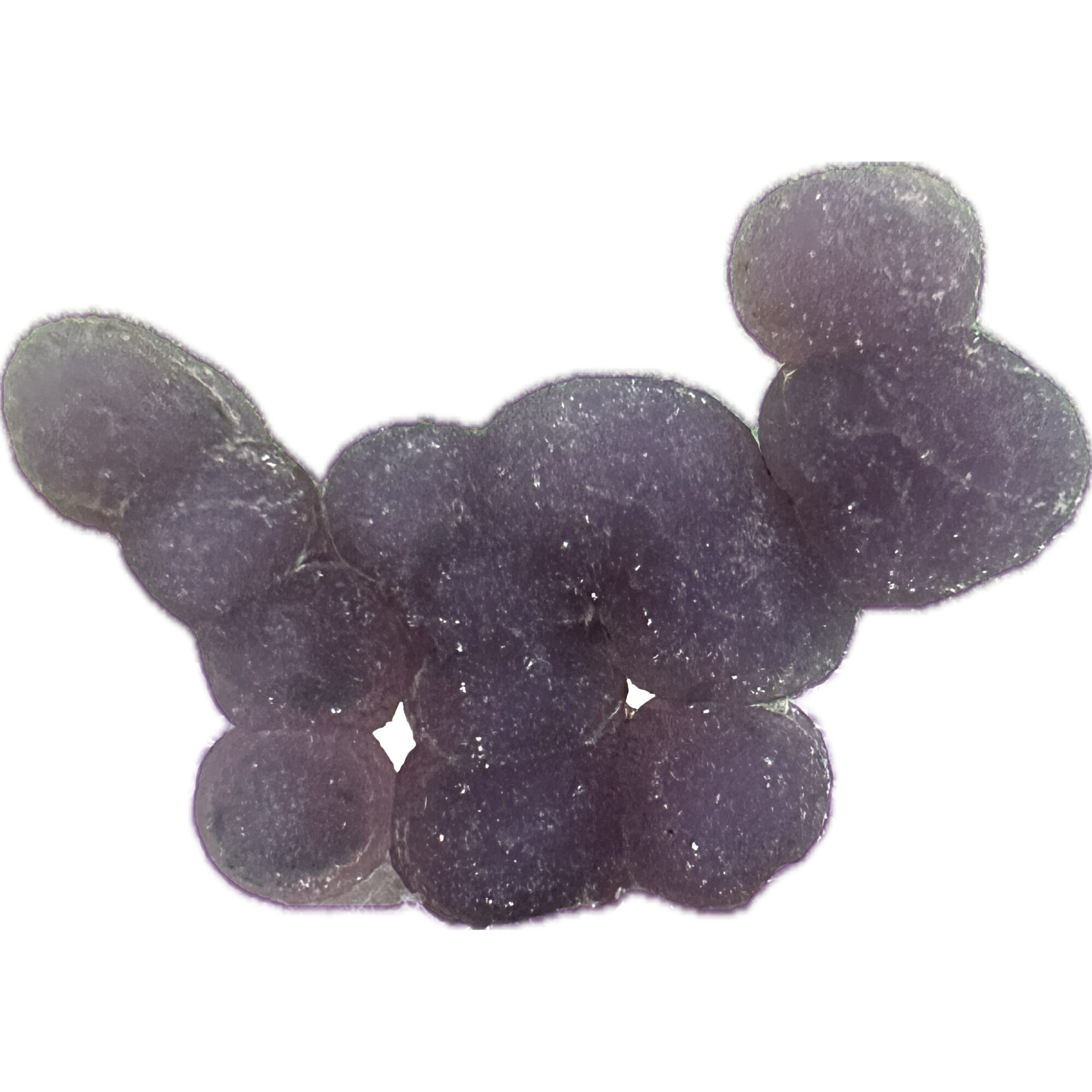 This is a picture of a thumbnail size grape agate. It looks very similar to a balloon animal.