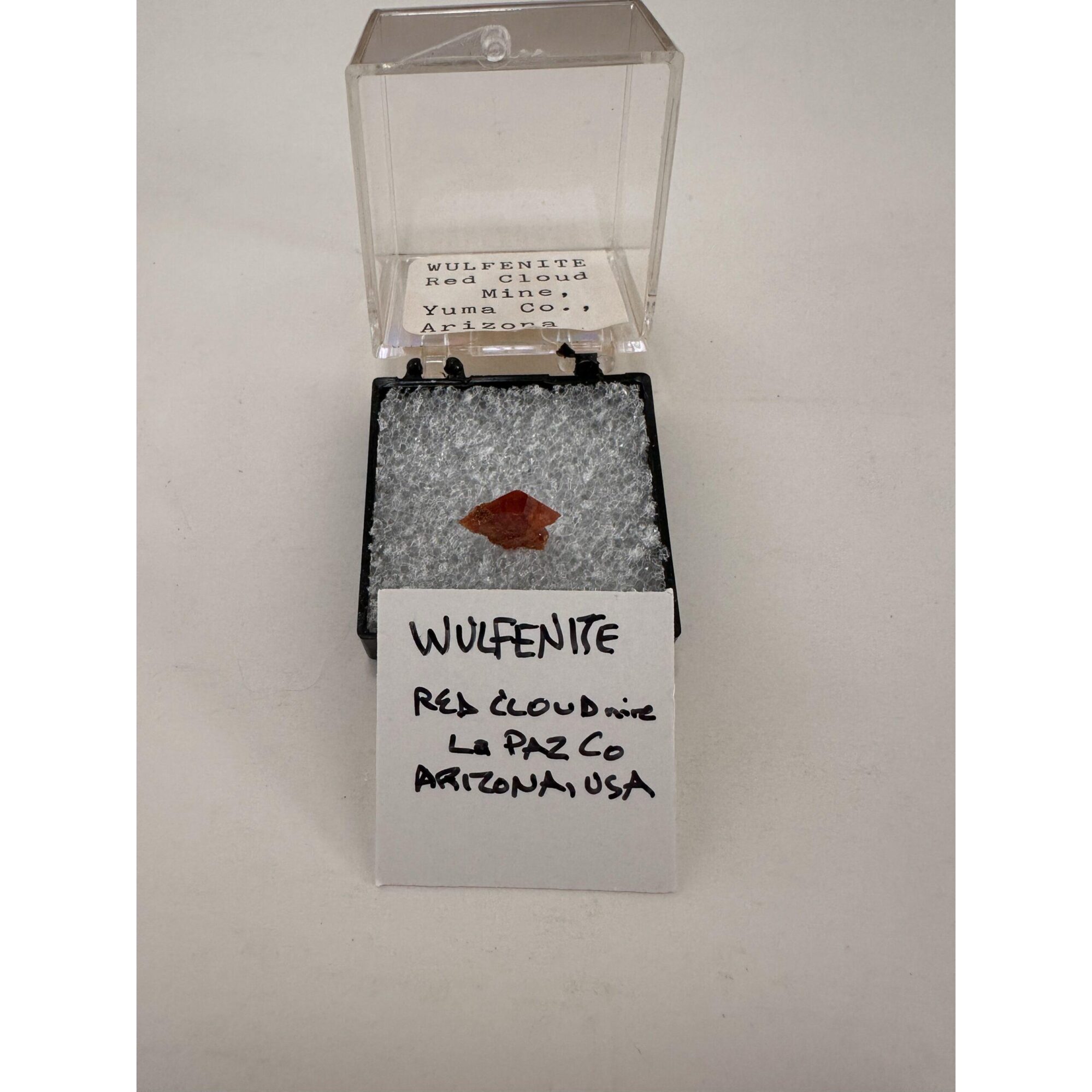 Wulfenite thumbnail mineral, Arizona Prehistoric Online