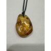 Amber pendant on leather cord , Lithuania Prehistoric Online