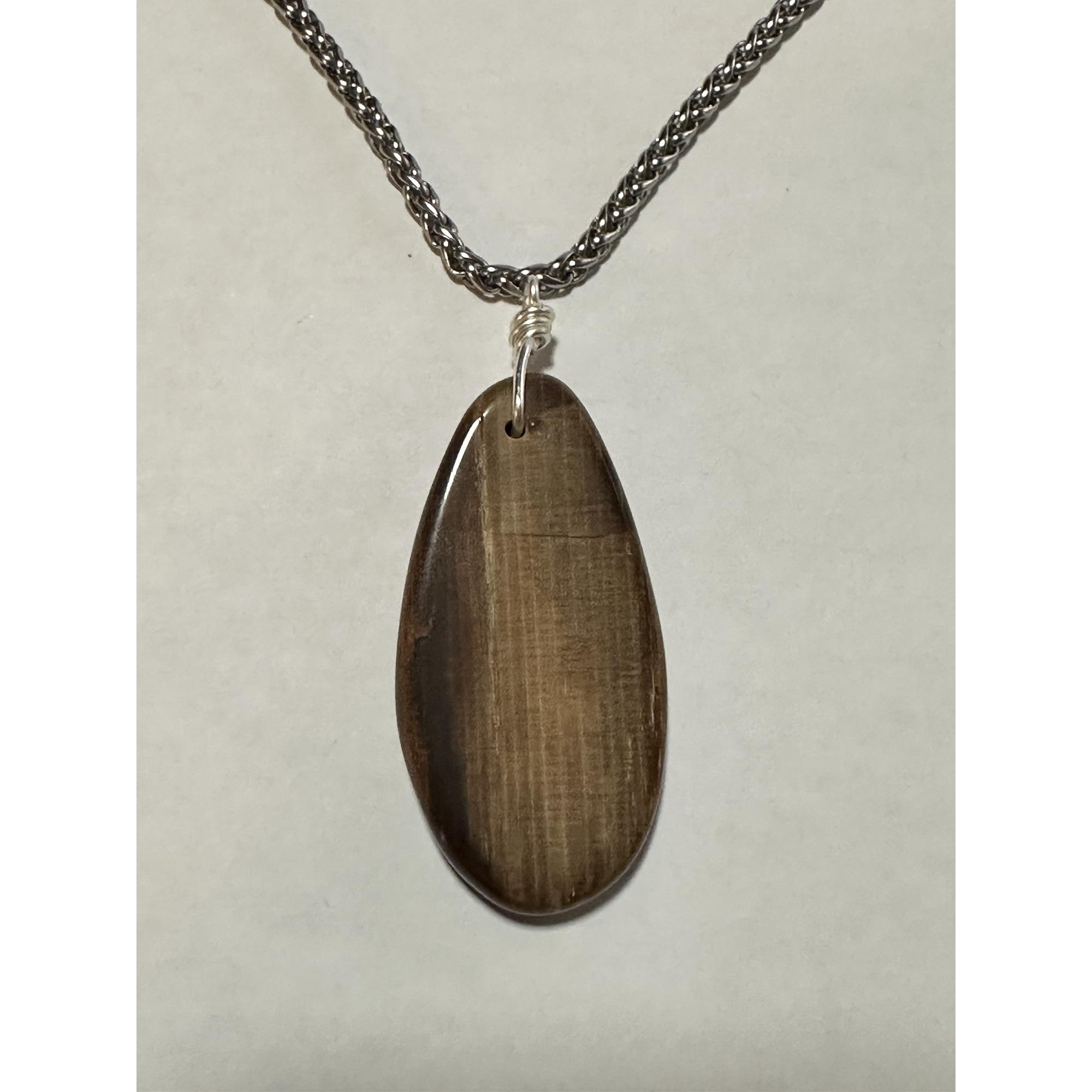 Petrified wood pendant, hand polished Prehistoric Online