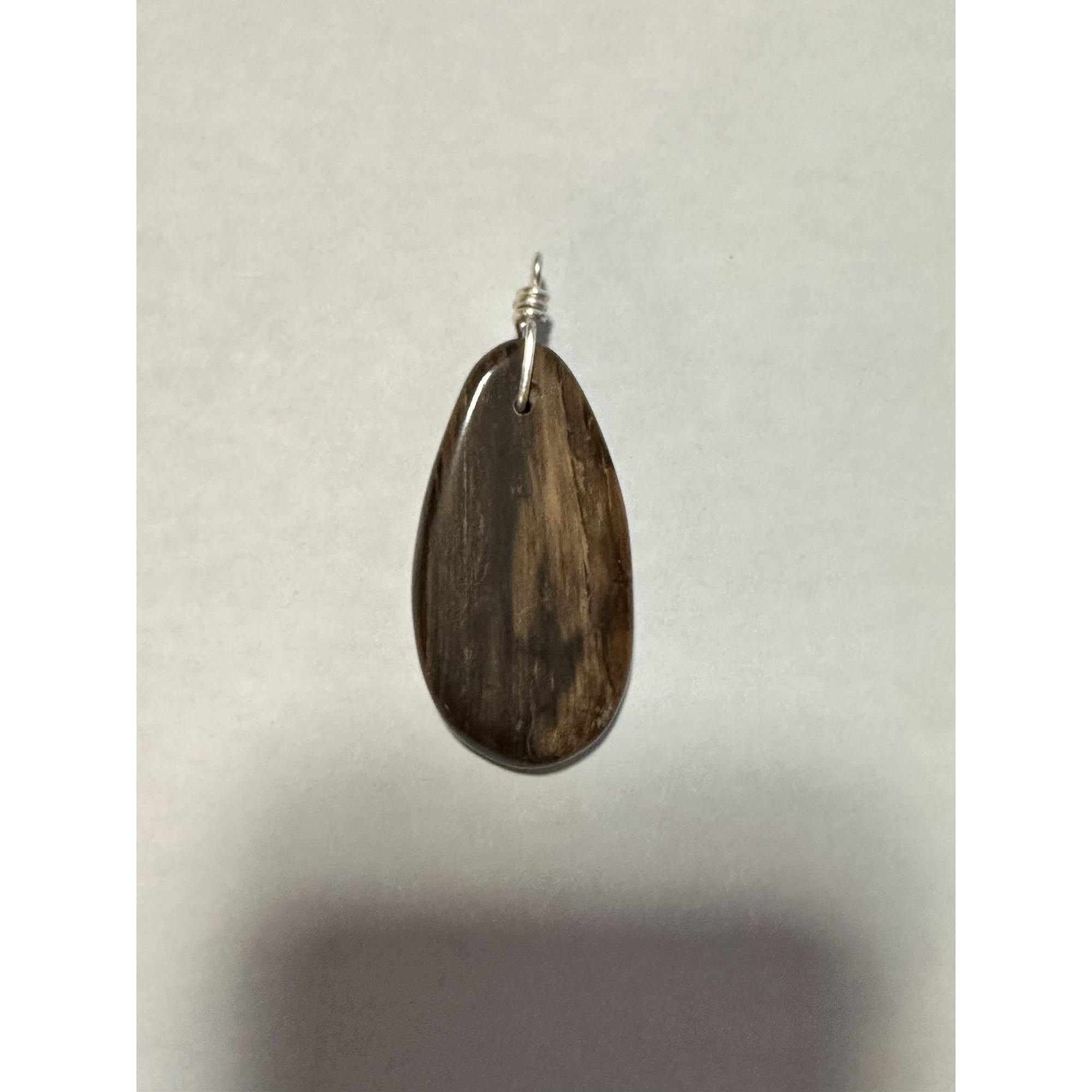 Petrified wood pendant, 2 inches long Prehistoric Online