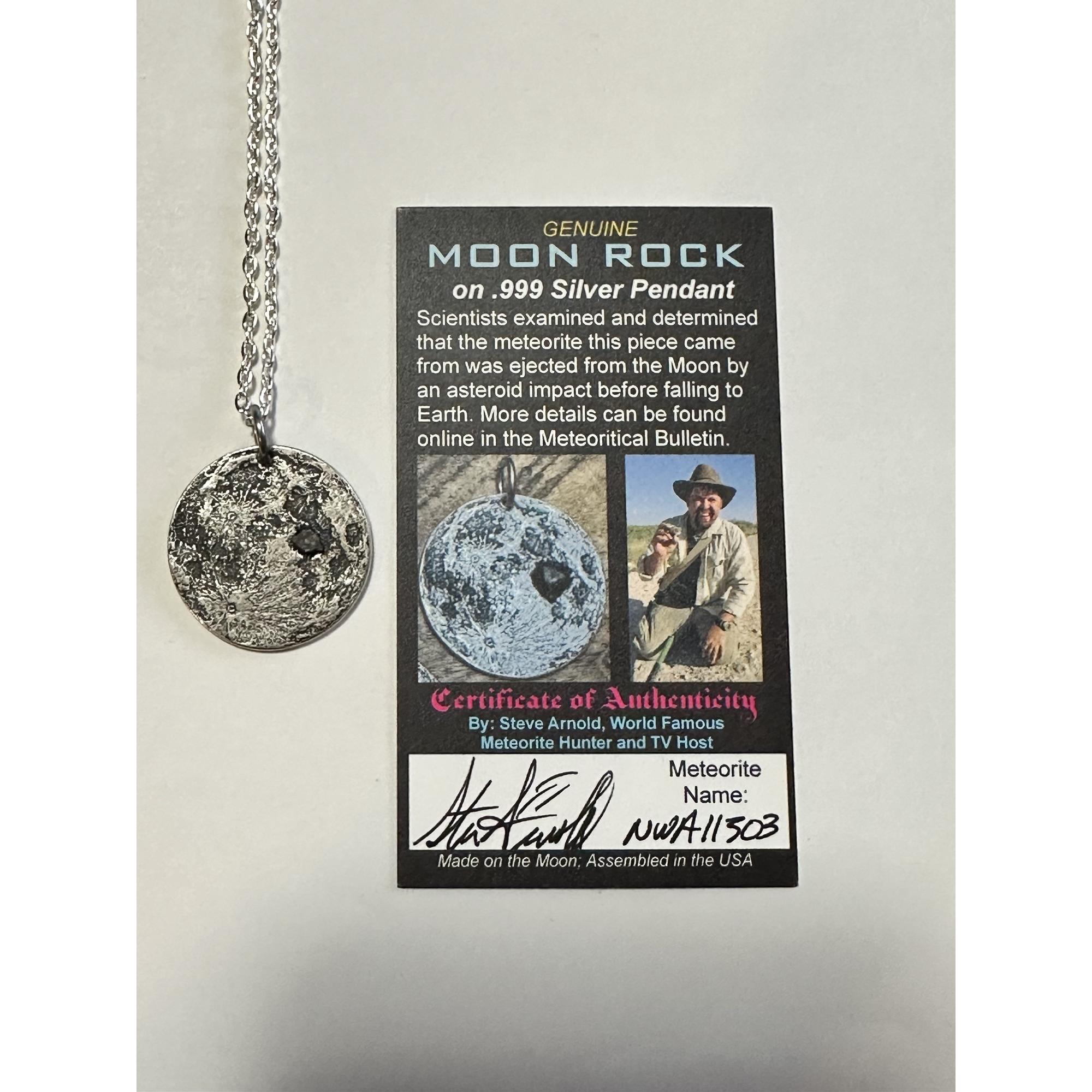 Moon rock Pendant, NWA 11303 found by Steve Arnold Prehistoric Online