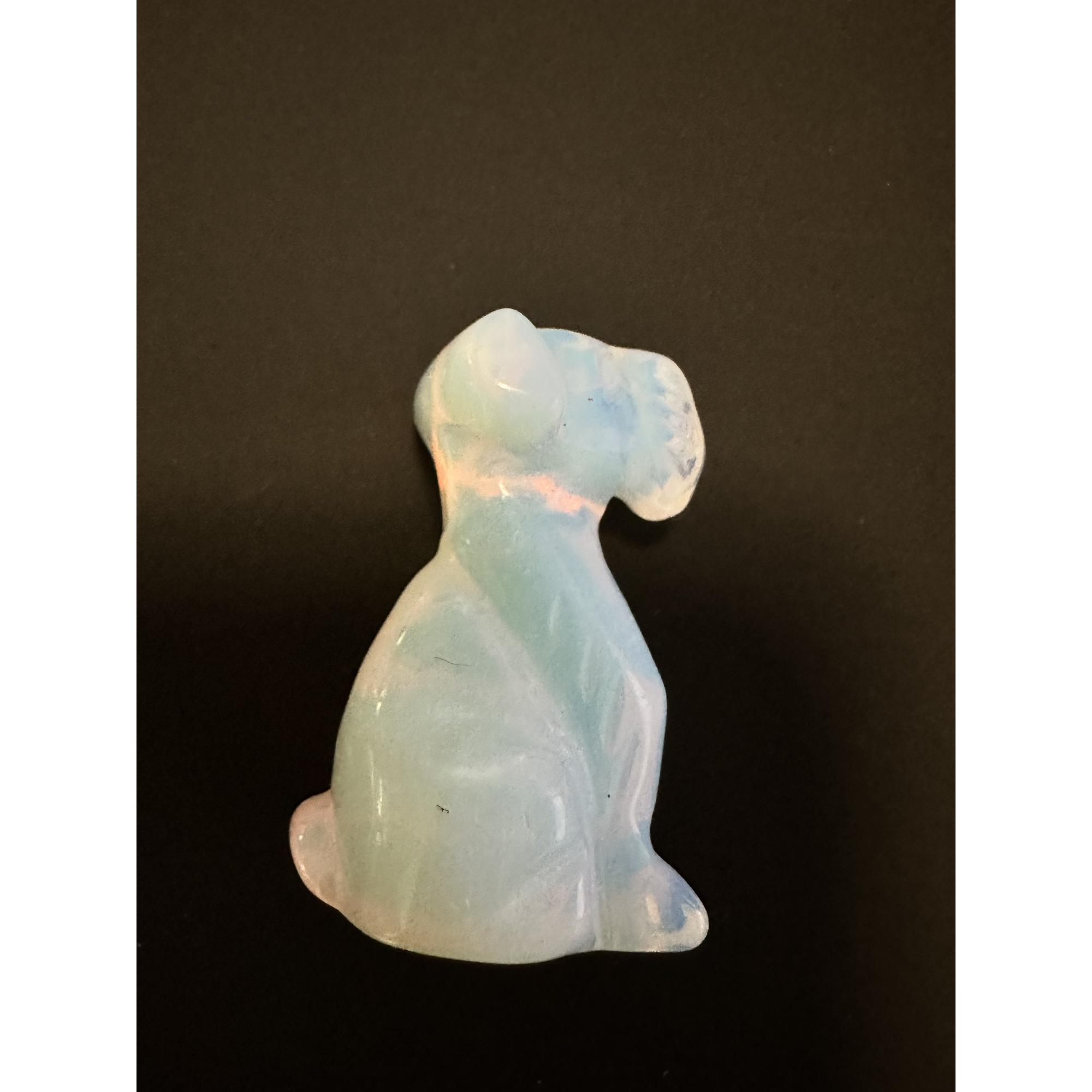 Opalite sitting Dog, 2 inches, Hand Carved Prehistoric Online