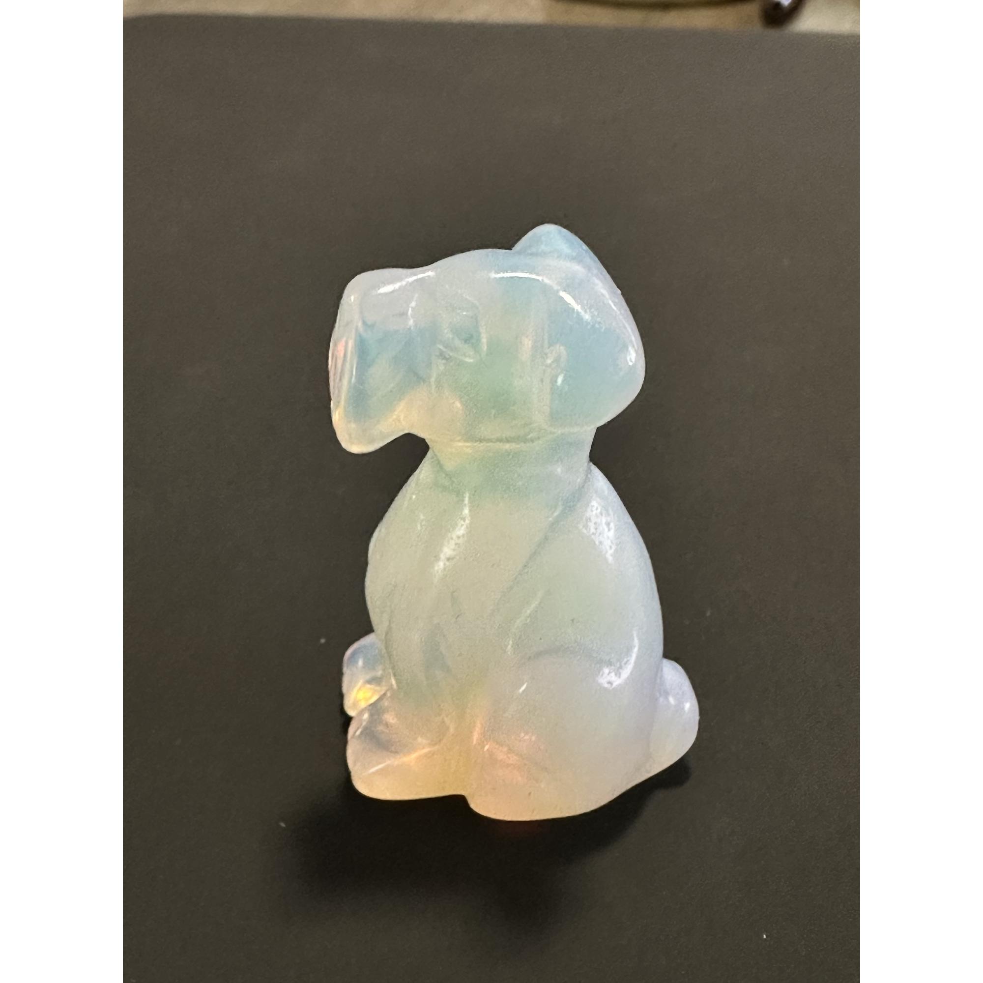 Opalite sitting Dog, 2 inches, Hand Carved Prehistoric Online