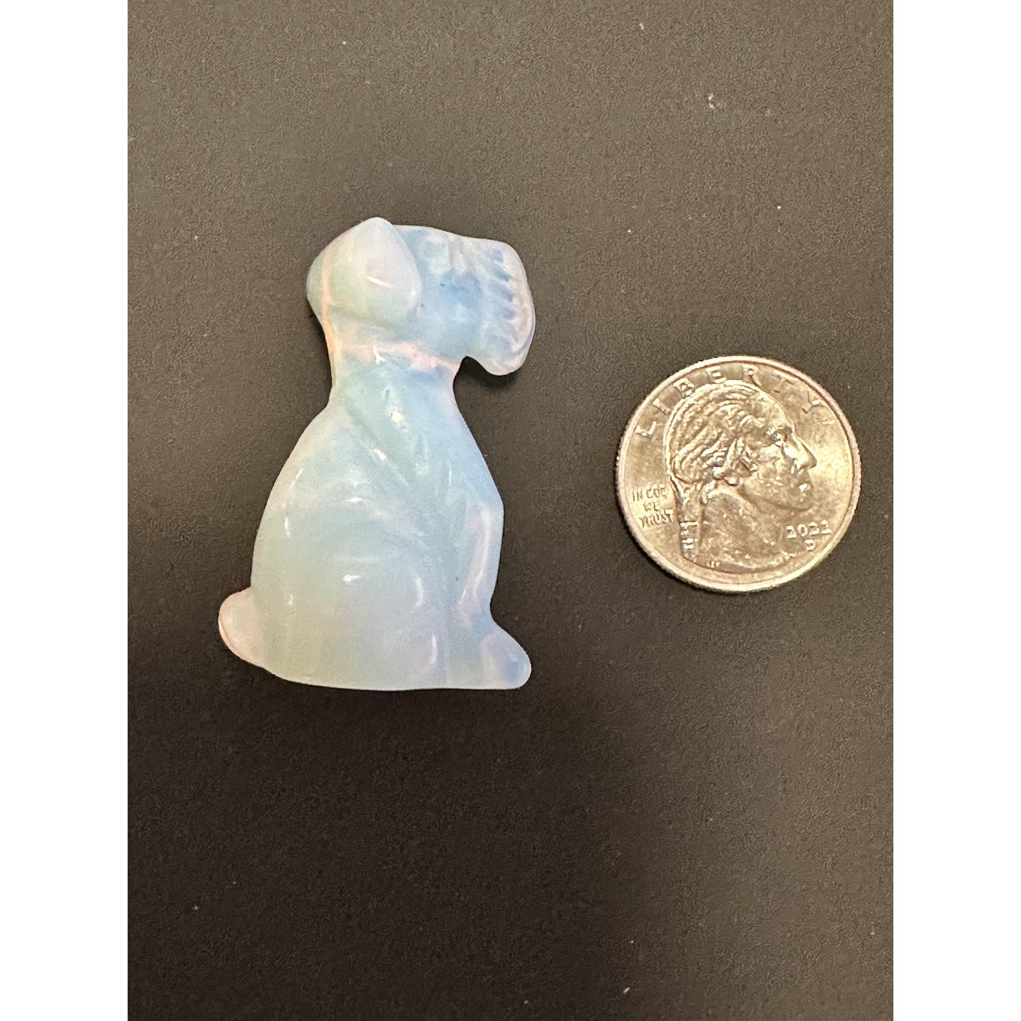 Opalite sitting Dog, 2 inches, Hand Carved Prehistoric Online