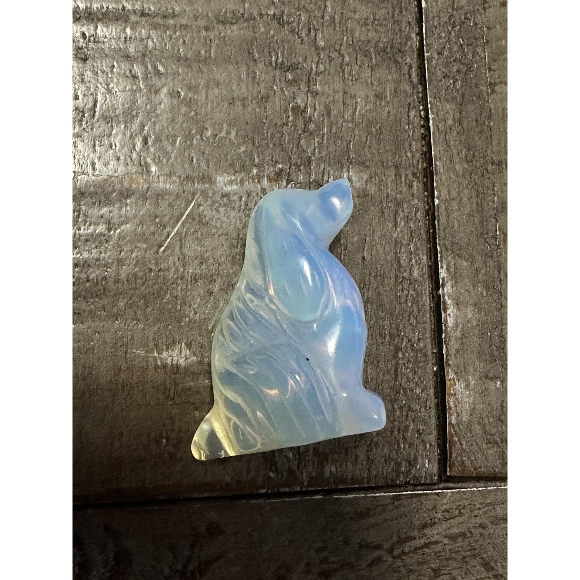 Opalite sitting Cocker Spaniel, 1 1/2 inches, Hand Carved Prehistoric Online