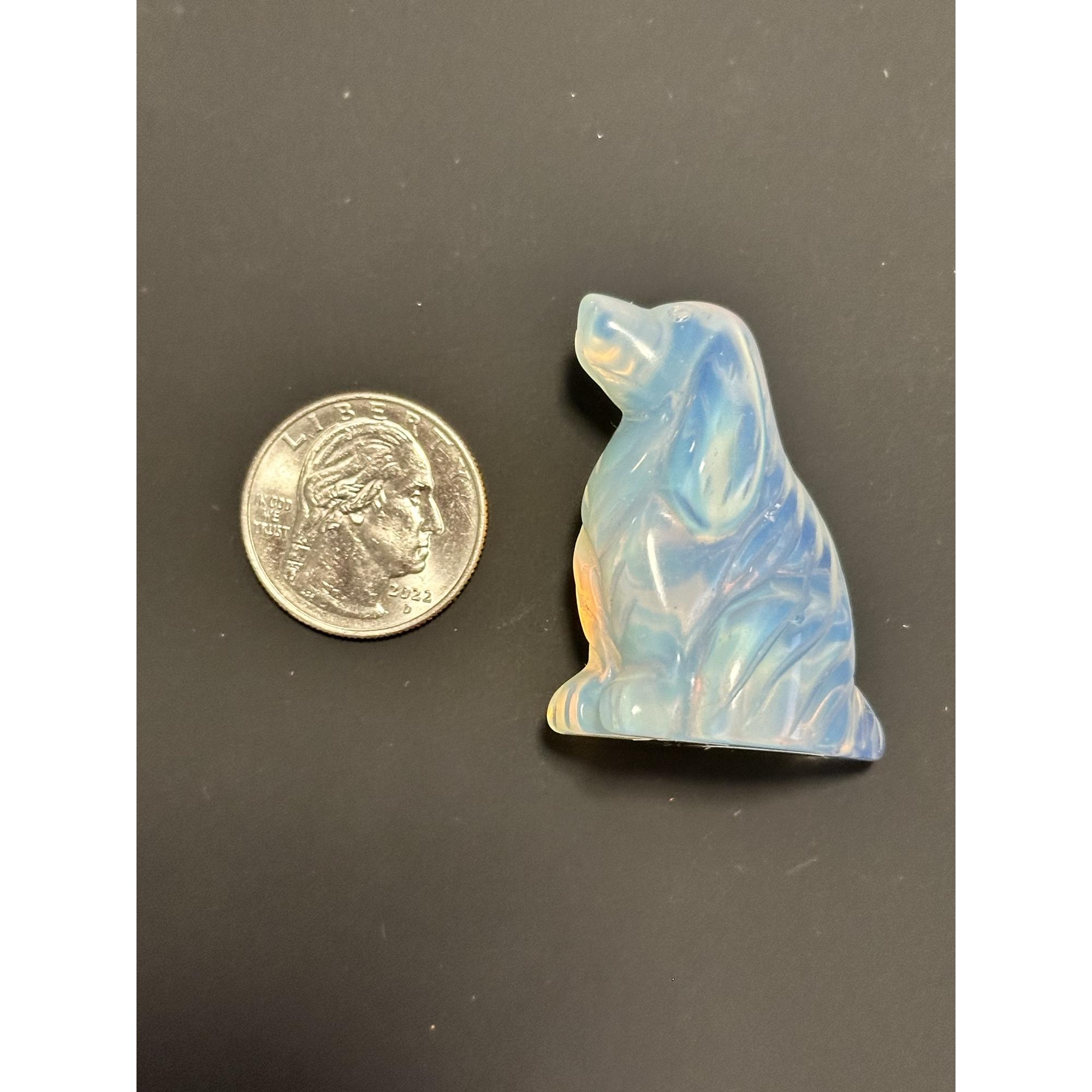 Opalite sitting Cocker Spaniel, 1 1/2 inches, Hand Carved Prehistoric Online