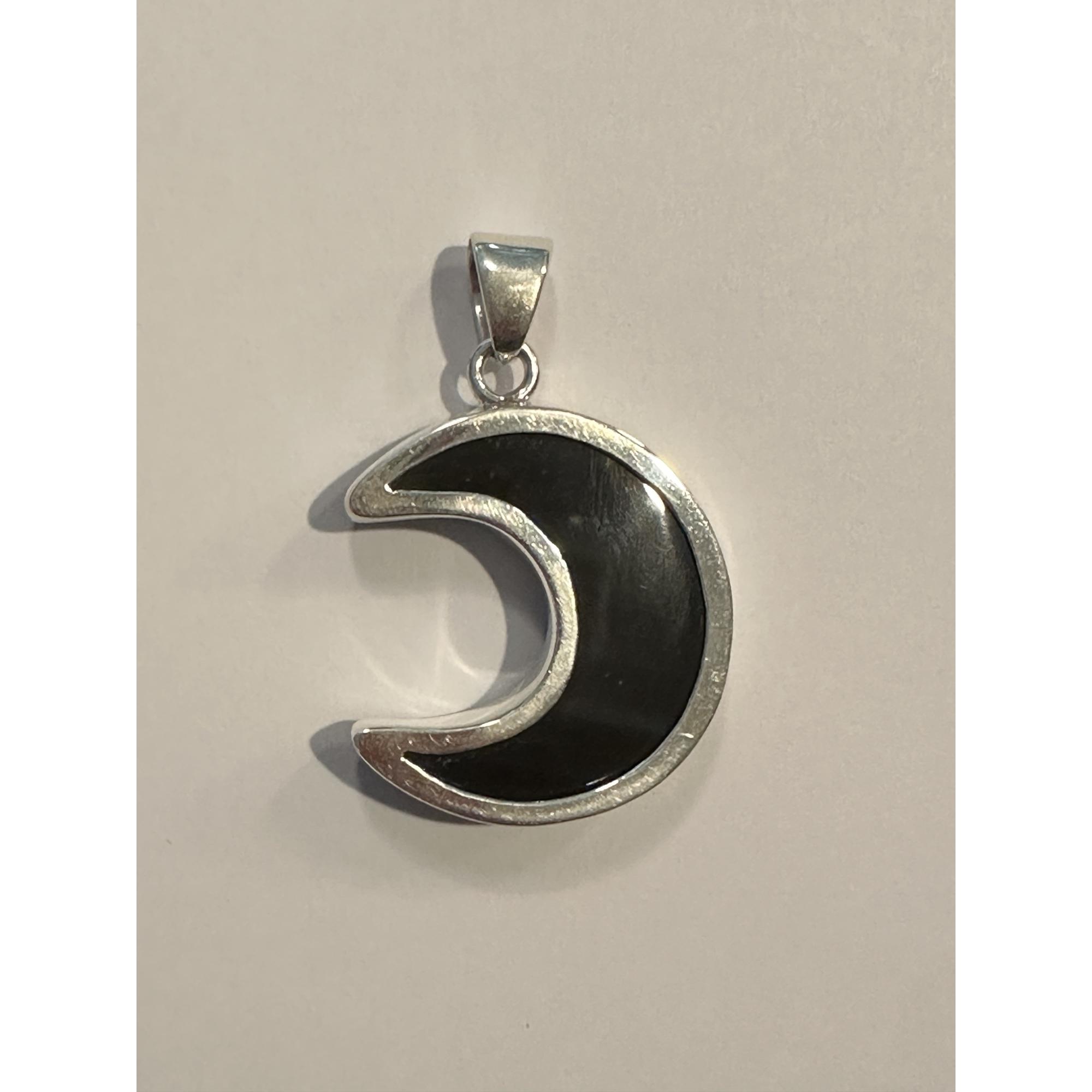 Tektite moon in sterling silver pendant Prehistoric Online