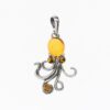 Amber pendant, Octopus, Sterling Prehistoric Online