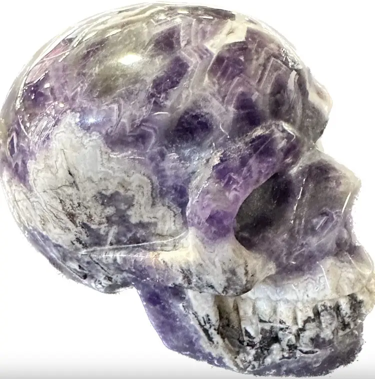 Amethyst skull, hand carved, AA quality