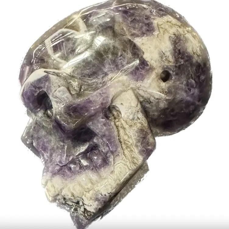 Amethyst skull, hand carved, AA quality