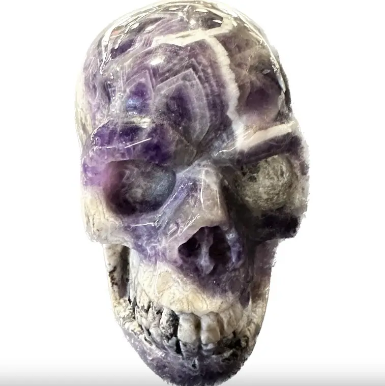 Amethyst skull, hand carved, AA quality