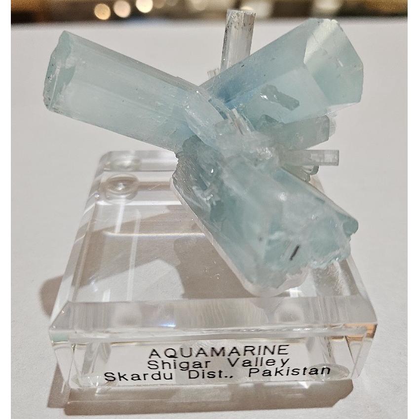 Aquamarine crystal on acrylic base Prehistoric Online