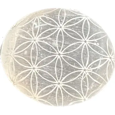 Lotus carved Selenite Palm stone