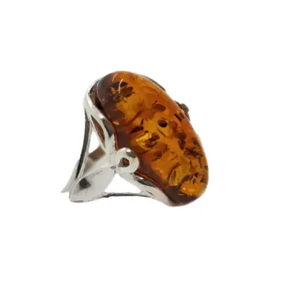 Amber Ring, Sterling Silver