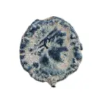 ancient roman coin with hand struck shape to coin.