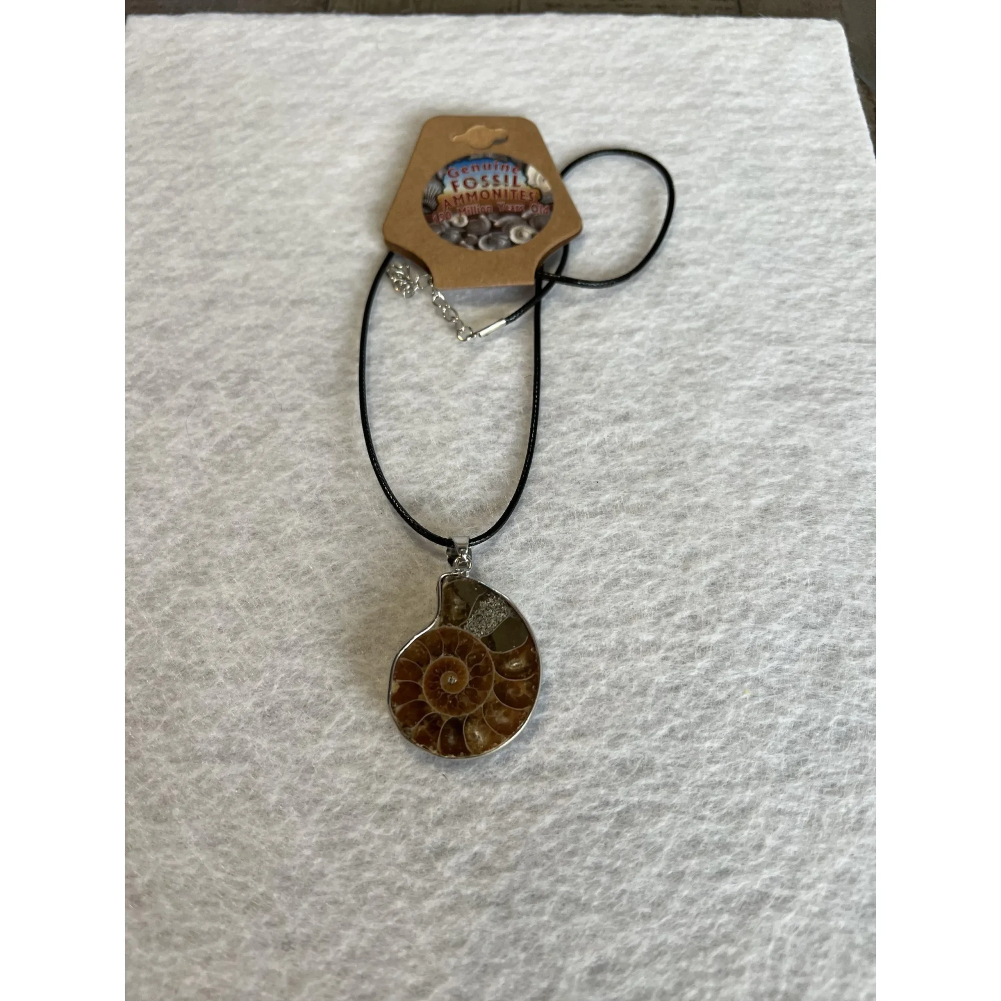 Cleoniceras  Ammonite Pendant,  18″ leather cord Prehistoric Online