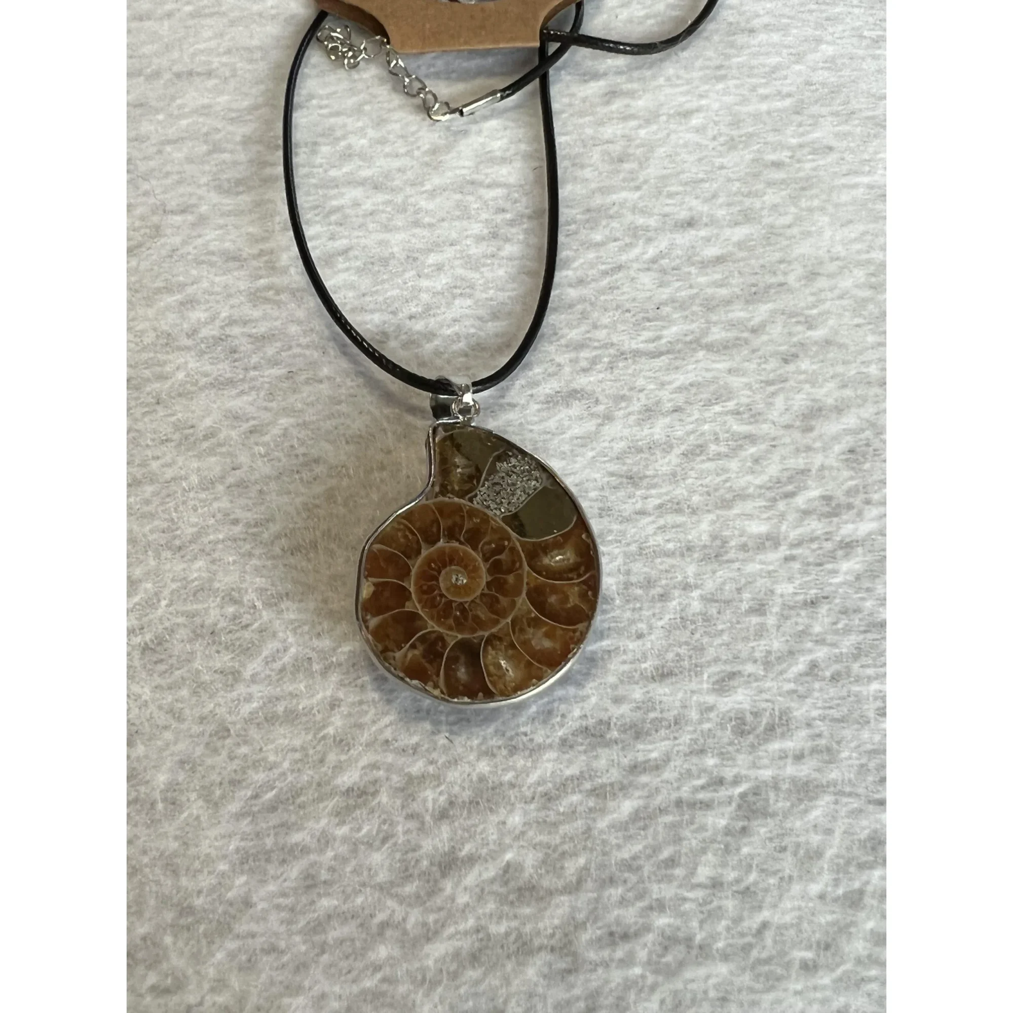 Cleoniceras  Ammonite Pendant,  18″ leather cord Prehistoric Online