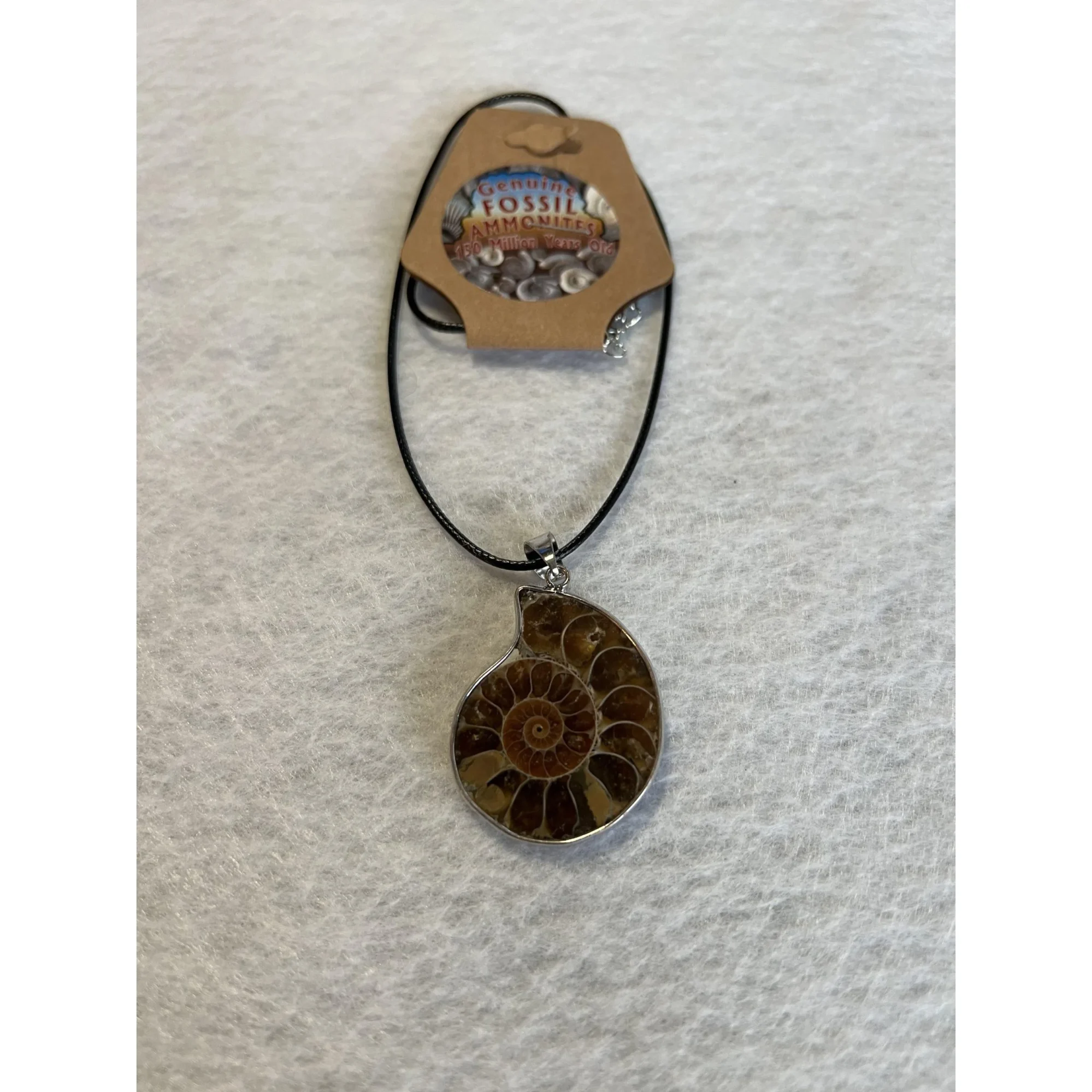 Cleoniceras  Ammonite Pendant,  18″ leather cord Prehistoric Online