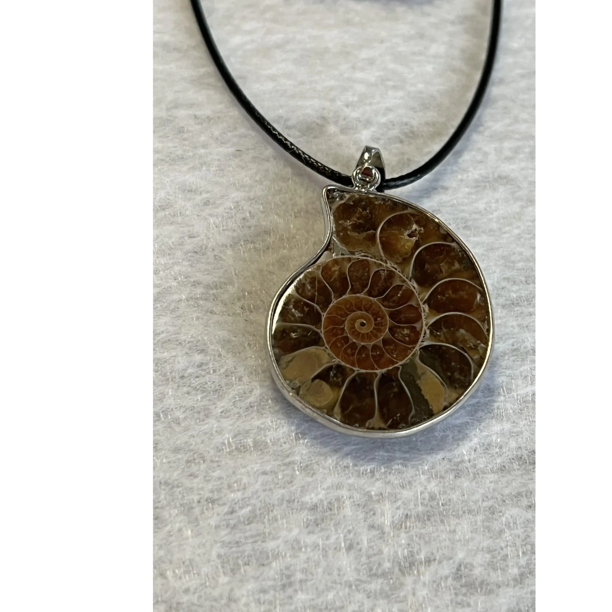 Cleoniceras  Ammonite Pendant,  18″ leather cord Prehistoric Online